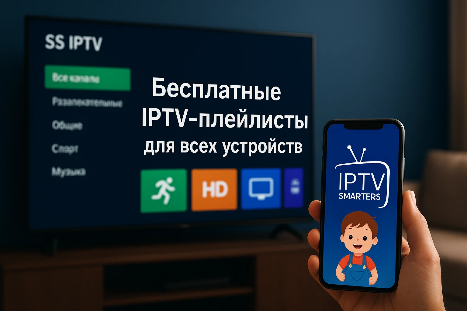 Бесплатный IPTV-плейлист для Smart TV, Android и VLC с HD-каналами